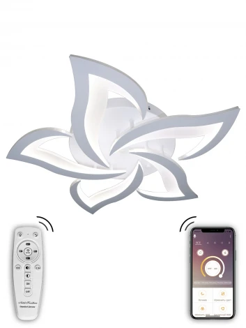 Потолочная люстра Natali Kovaltseva LED INNOVATION STYLE 83002 (регулировка яркости, 220V, пульт управления, умный дом - LampSmart, цветы)
