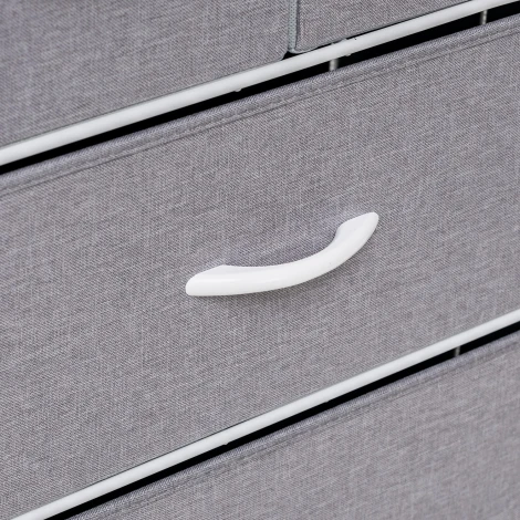 Комод Leset Ноа 5 ящ., Каркас Белый, Светло-серый (Сталь,Искусственный лен/Белый) арт.2500000183454