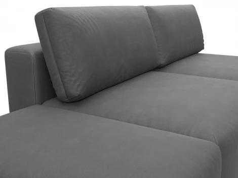 Диван прямой модульный с пуфом Лига-060 НПБ (ЛДСП,Брус,Фанера/Пластик/Замша/Серый) Лига Диванов 129667