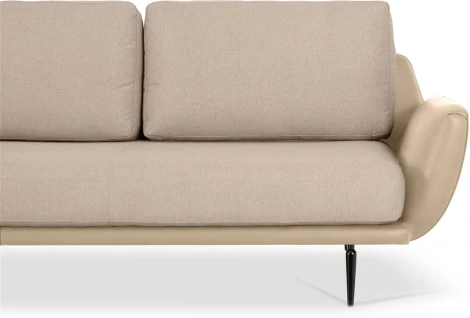 Диван Ispani угловой левый ОГОГО (арт.799380), (Ткань,Экокожа/Бежевый)