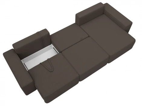 Диван угловой Лига-074 угол универсальный (ДСП/Пластик/Рогожка/Коричневый) Лига Диванов 129856