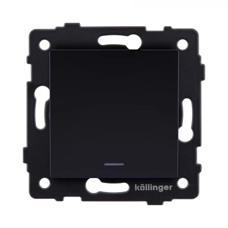 Выключатель 1-клавишный проходной 10А/250В с LED подсветкой, черный Kollinger REA-S-004BK для Aspekt, Eleganz, Reflex