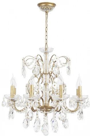 Подвесная люстра Crystal Lux ODELIS SP8 GOLD (220V, подвески, на цепи, подсвечник, свеча)