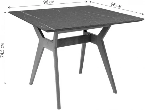 Стол R-Home Нарвик 960*960 мрамор Графит Темный орех