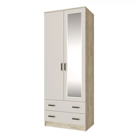 Шкаф с Зеркало ТЭКСм Лагуна 80 см, Дуб крафт серый, Кашемир