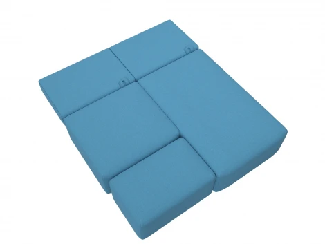 Диван угловой модульный с пуфом Лига-060 НПБ угол универсальный (ЛДСП,Брус,Фанера/Пластик/Рогожка/Голубой) Лига Диванов 129701