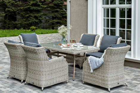 "Неаполь" обеденная группа плетеная из искусственного ротанга, цвет соломенный 4SIS арт.УТ-00011203