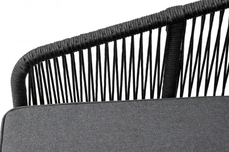 "Канны" диван модульный плетеный из роупа, каркас алюминий темно-серый (RAL7024), роуп темно-серый круглый, ткань темно-серая 4SIS арт.УТ-00004563