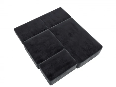 Диван угловой модульный с пуфом Лига-060 НПБ угол универсальный (ЛДСП,Брус,Фанера/Пластик/Велюр/Темно-серый) Лига Диванов 129683