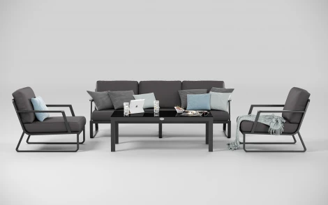 Лаунж зона Gardenini Voglie long (Алюминий,Закаленное стекло,Ткань/Темно-серый,Антрацит,Черный) LVGL.010500.S3