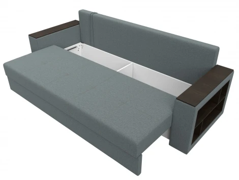 Диван прямой Дубай Лайт полки справа (ДСП,ЛДСП/Пластик/Рогожка/Серый) Лига Диванов 132282