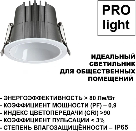 Светильник встраиваемый Novotech Lang 359426 белый с переключателем цв. температуры IP65 LED 15W 220V 3000К\4000К\6000К (круглые)