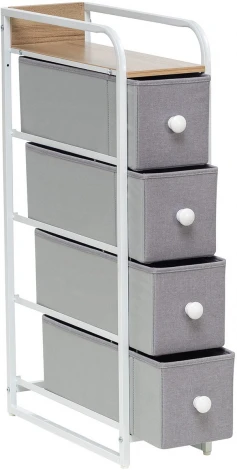 Комод Leset Ноа 4 ящ. узкий (Сталь,Искусственный лен/Светло-серый) арт.2500000225550