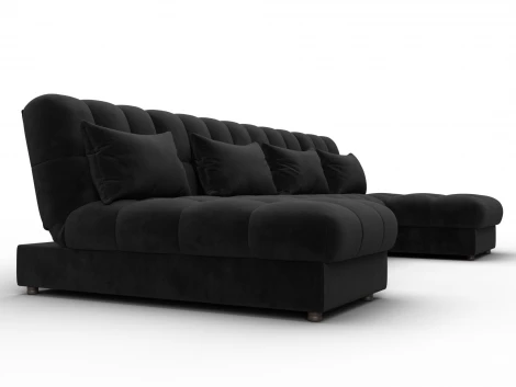 Диван П-образный Лига-116 НПБ (ДСП,ЛДСП,Велюр/Черный) Лига Диванов 137331