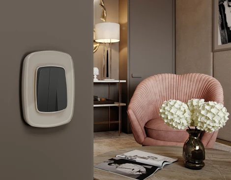 Рамка Ambrella Volt OMEGA Radian (Серо-бежевый Стекло закаленное натуральное) 3-ая OF350603