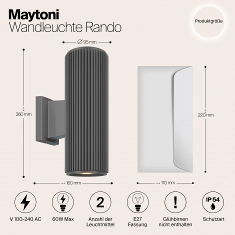 Архитектурная подсветка Maytoni Rando O419WL-02GR (220V, круглые, IP54)