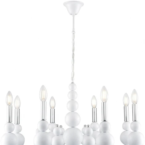Подвесная люстра Lumion Nana 8260/8 белый/хром, металл E14 8*40W 220V (на цепи, свеча)