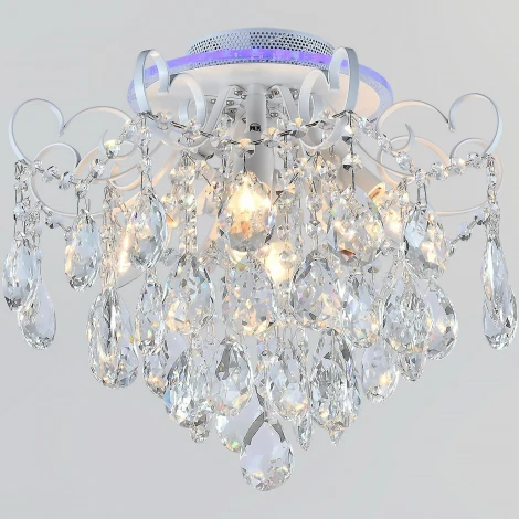 Потолочная люстра RGB хрустальная с пультом Reluce 04024-0.3-04 WH+SILVER PN+RGB (220V)