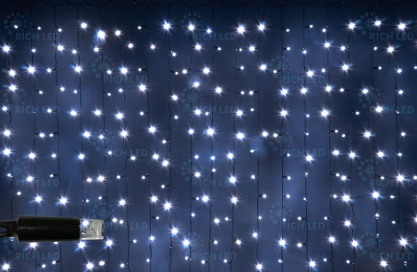 Гирлянда светодиодная Занавес белая 220B, 300 LED, провод прозрачный, IP65 RL-CS2*1.5-CT/W Rich LED