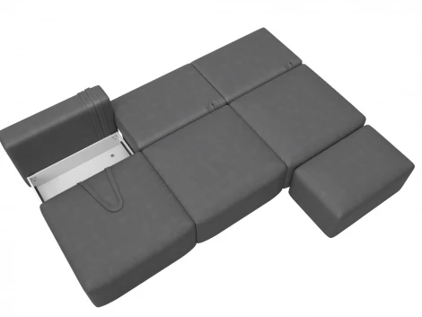 Диван прямой модульный с пуфом Лига-060 НПБ Лонг (ЛДСП,Брус,Фанера/Пластик/Замша/Серый) Лига Диванов 129486