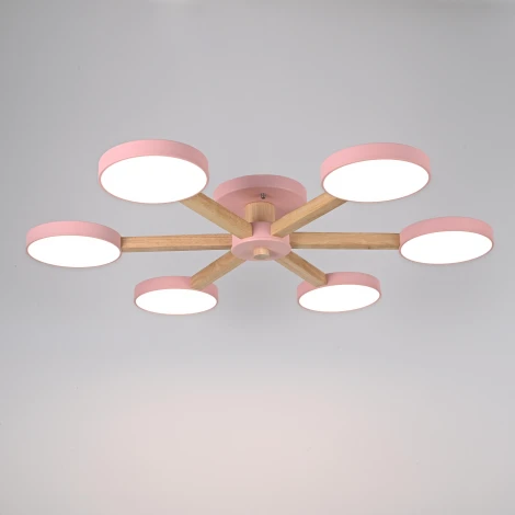 Потолочная люстра Wi-Fi на штанге Turna 6 Pink By ImperiumLoft Turna01 (LED, 220V, пульт управления, голосовое управление, умный дом - Алиса)