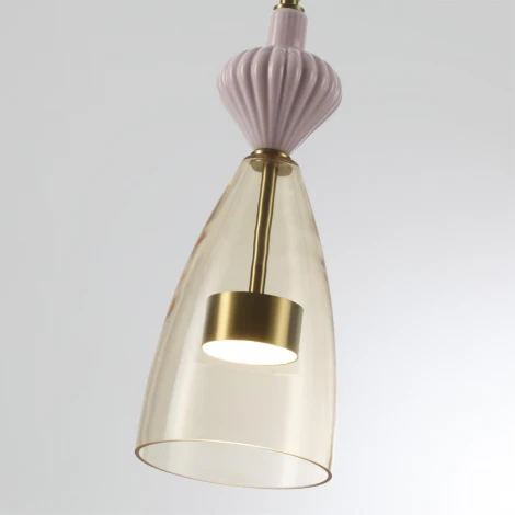 Подвесной светильник каскадный Odeon Light Palleta 5045/12LC античн.бронза/янтарный/металл/стекло/керамика LED 12W 4000К 1400Лм (220V, на проводе)