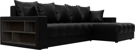 Диван угловой с декором и полкой Лига-050 НПБ Лига Диванов (Экокожа) арт.128605