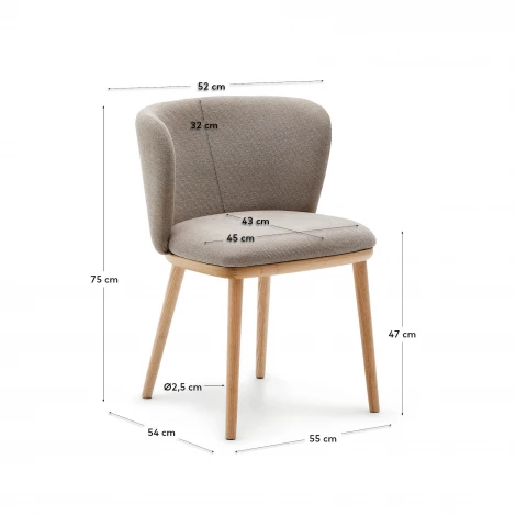 Ciselia Стул из коричневой синели и натурального массива ясеня La Forma (ex Julia Grup) арт.217213