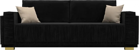 Диван прямой Лига-044 (Черный,Бежевый/Велюр) Лига Диванов арт.122255