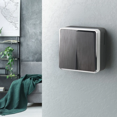 Выключатель двухклавишный Gallant (графит рифленый) Werkel W5020004 (a051337)