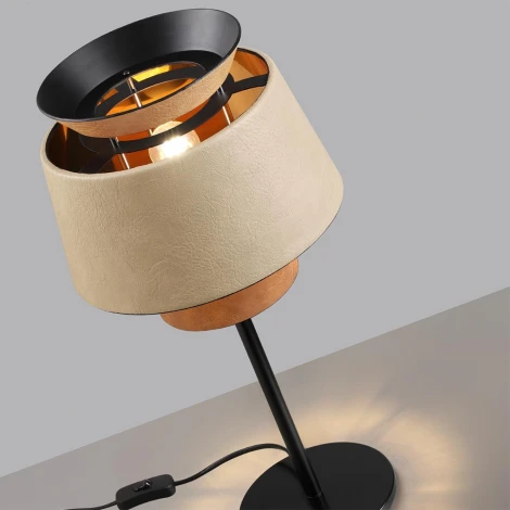 Настольная лампа Odeon Light Kressa 4992/1T PENDANT черный/бежевый/терракотовый/золотой/металл/экокожа E27 1*60W