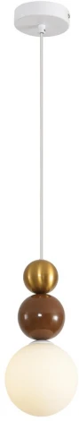 Подвесной светильник Lumion Bonbones 8257/1 золото/коричнеый/белый, металл/стекло G9 1*20W 220V (на проводе, шарики)