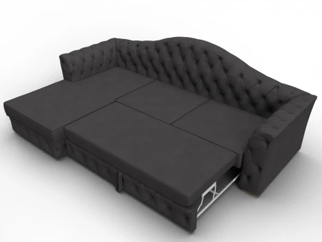 Диван угловой Артис левый угол (Брус,Рейка,Замша/Коричневый) Лига Диванов 128040L