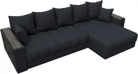 Диван угловой с декором и полкой Лига-050 НПБ Лига Диванов (Замша) арт.128612