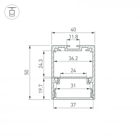 Профиль IP-LINE-4050-2000 ANOD (Arlight, Алюминий) 055135