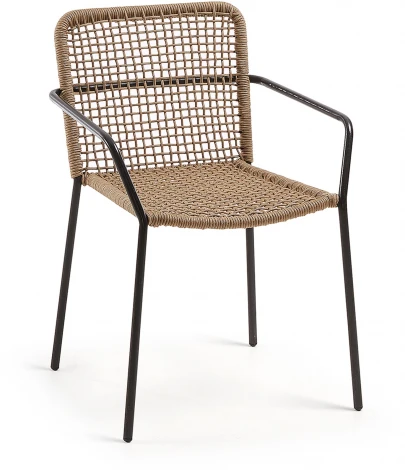 Стул уличный La Forma (ex Julia Grup) Ellen (Коричневый,Бежевый,Черный/ Сталь,Веревка)