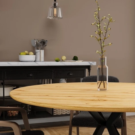 Стол обеденный Luminary Fusion Hesby (Металл/Светлое дерево) арт.HSBI_DT2313_wooden