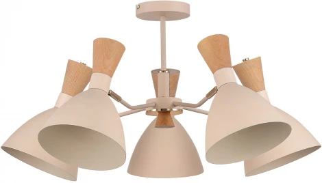 Потолочная люстра на штанге Evoluce SLE1256 Бежевый/Бежевый, Светлое дерево, Золотистый E14 5*40W (220V)