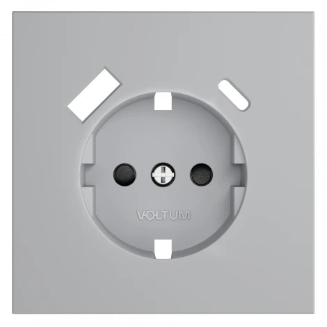 Накладка для розетки с заземлением и защитными шторками с USB A+C (серый) Voltum S70 VLS001016