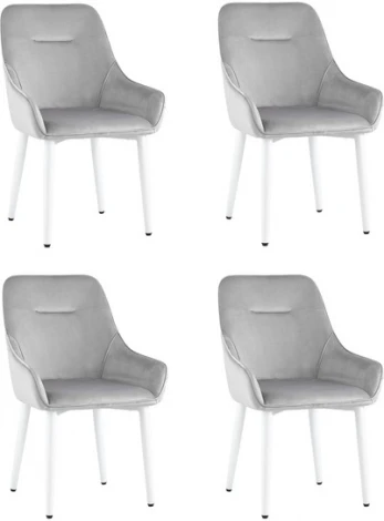 Стул Диана велюр серебристый ножки белые 4 шт Stool Group (арт.УТ000037411)