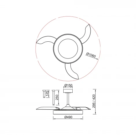 Потолочная светодиодная люстра с вентилятором и пультом Mantra Niseko Fan 9010