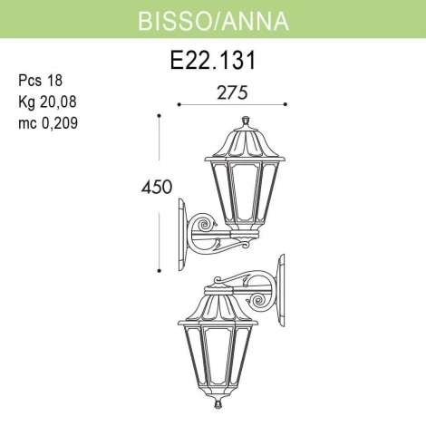 Светильник уличный настенный Fumagalli Bisso/Anna E22.131.000.WXE27DN