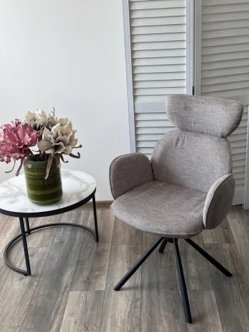 Стул M-City VARDY 360 град.поворот. Brego-07 Серый, ткань/ 7525-180 Серый, велюр/Черный