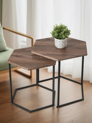 Стол журнальный МеталлАрт М003 коричневый дуб/черный Mebelik 009502