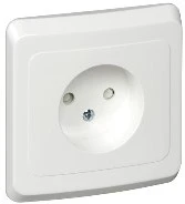 Розетка встраиваемая без заземления со шторками (белый) Systeme Electric Этюд PC16-002B