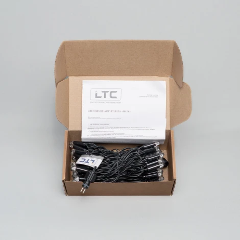 Гирлянда Нить с колпачком 10м тепло-белая 220В, 100 LED, провод черный ПВХ, IP65 Laitcom PST100CAP-11-2WW