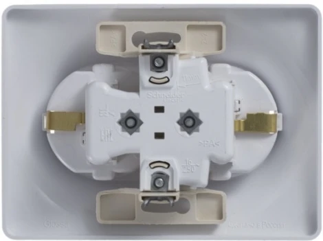 Розетка встраиваемая двойная с заземлением и шторками (белый) Systeme Electric Glossa GSL000126