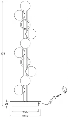 Интерьерная настольная лампа Maytoni Tessara MOD081TL-L14G3K (LED, 220V, выключатель, шарики)