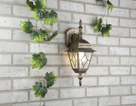 Настенный фонарь уличный Elektrostandard Vega черное золото D