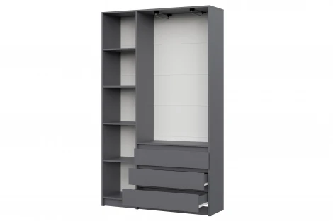 Шкаф трехстворчатый Арника Бали, Графит серый